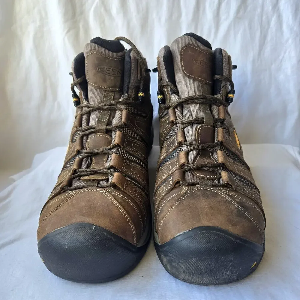 Keen Utlity Flint II Mid Mens Waterproof Leather Steel Toe Boots Brown Size 14 D